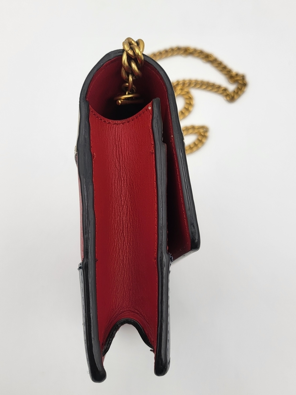 GUCCI Calfskin Queen Margaret Chain Wallet Blue Agata Hibiscus Red Mystic White. - Picture 4 of 16
